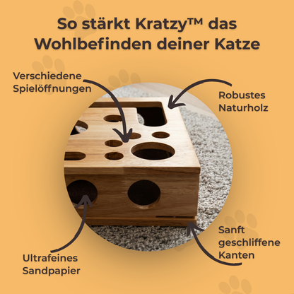 Kratzy™ -  Die Spielbox, die Katzenkrallen beim Spielen sanft stumpft